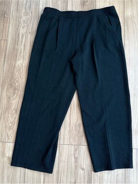Toula Black Wool Rayon Knit Pleated Tapered Leg Trousers Women’s Plus Sz 20 W